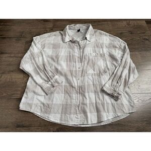 EUC Womens Divided H&M‎ plaid oversized button up 100% cotton size M